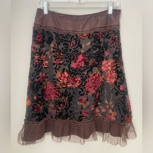 Intaitions Midi Velvet Skirt Size 4 Fairy Grunge Boho Tulle Unique Black Floral